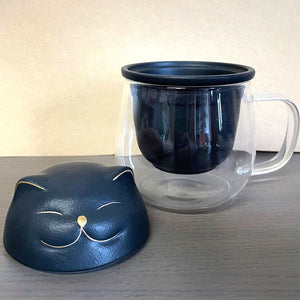 Happy Cat Porcelain Mug with Tea Infuser