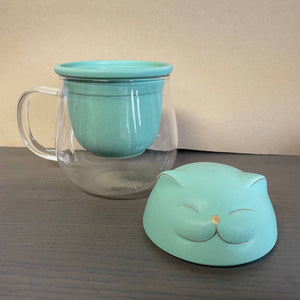 Happy Cat Porcelain Mug with Tea Infuser